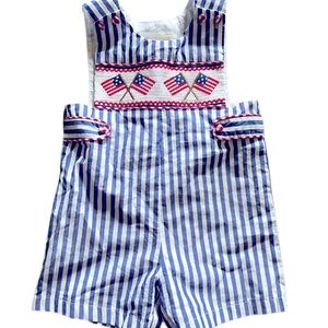 Baby boy Fourth of July flag romper 12-18 months EUC